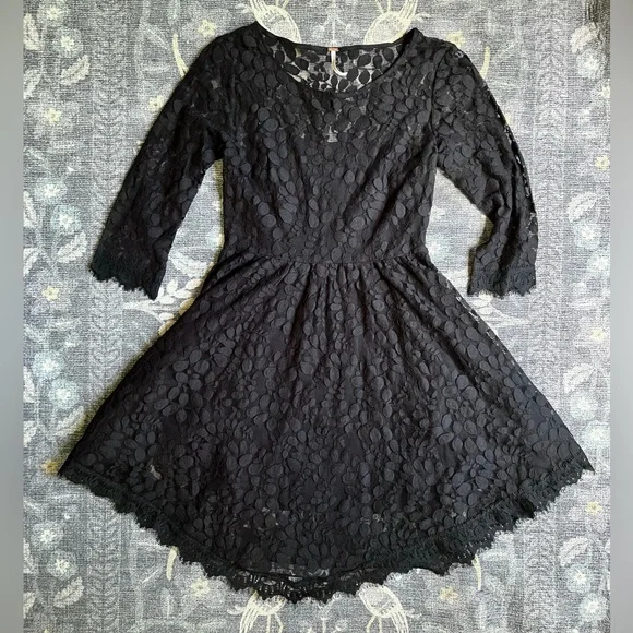 Free People | Dresses | Free People 34 Sleeve Leaf Lace Dress In Black | Poshmark Free People | Dresses | Free People 34 Sleeve Leaf Lace Dress In Black | Poshmark